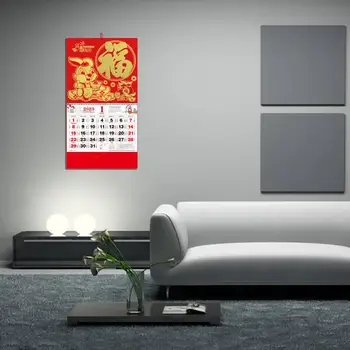 Creative Tradiționale Calendaristice Pe Lună Rezistent La Rupere Lunar Calendar De Perete Tradițională Chineză Iepure An Calendar Lunar