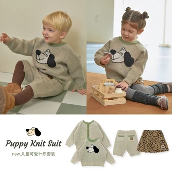 Coreeană pentru Copii Tricotaje, Pulover, Fuste Pentru 2023 Iarna Fete Băieți Tricotate Cardigan pantaloni Scurți Îmbrăcăminte exterioară Strat de Haine pentru Copii
