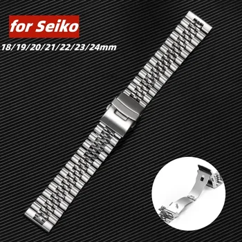 Solid Watchband pentru Seiko pentru Jubilee Brățară de Stridii Accesorii Ceas 316L din Oțel Inoxidabil Curbat Curea 18/19/20/21/22/23/24mm