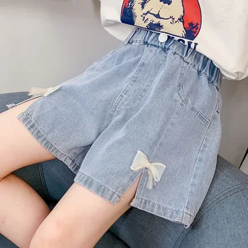 Haine copii Fete Arc pantaloni Scurti din Denim Nou Versiunea coreeană De Vară pentru Copii Externe Stil Mare de Copii în Afara de A Purta