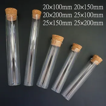 12Pcs/Lot DIA 20mm 25mm Clar Laborator Eprubetă de Sticlă cu Dopuri de Pluta Fund Plat Tuburi din materiale de Laborator