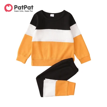 PatPat 2-bucata Copil Băiat Negre Pulover Tricoul și Pantaloni Set
