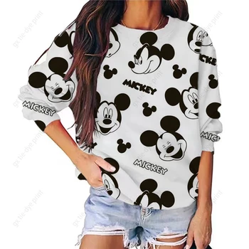 2024 Nou Disney Mickey Mouse-ul Drăguț Kawaii Hanorac Tricou Femei Echipajul Gât Mâneci Lungi de Femei coreene Jachete Fete