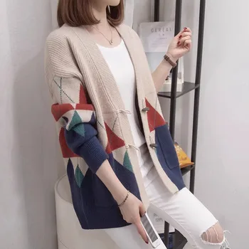 Primavara Toamna Femei de Moda Pulover Tricotate Cardigan Jacheta Noua Libertate de Mult V-Neck Culoare de Potrivire Pulover Haina coreean Tricotaje