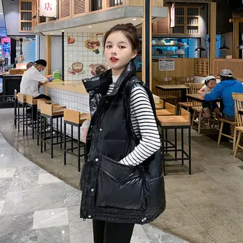 Iarnă Fără Mâneci Jacheta De Puffer Vesta Femei Fără Mâneci Cardigan Din Bumbac Vesta Vesta Coreea Moda Strat Liber Casual Sacou