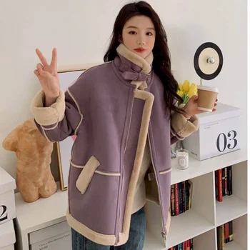 Pluș și Îngroșa Haine pentru Femei Rever Iarna Trunchiate Jachete, haine de Lucru coreeană de Moda Liber Casual Vintage Veste Matlasate