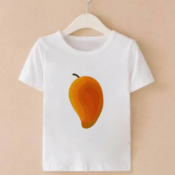 Moda alb casual baieti si fete t-shirt fructe drăguț haine pentru copii distractiv de imprimare copii t-shirt gât rotund copii t-shirt
