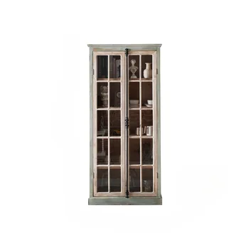 Retro American lemn masiv, vitrina, simplu, dublu deschis usa de sticla de vin de cabinet, living cu mai multe etaje bibliotecă