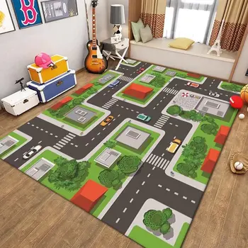Mașină de jucărie Model de Covor Camera Copii, Dormitor Decorare Podea Covor de Desene animate Road Juca Mat Moale Tatami Covoare anti-alunecare