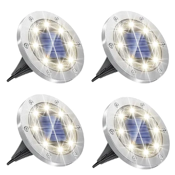 4buc Lumini Sol Sporită Solar, Teren de Lumini, 8 LED-uri Alimentat Impermeabil Disc Lumini De Gradina Durabil Ușor De Utilizat