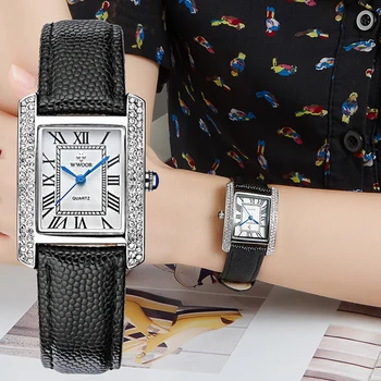 WWOOR Curea din Piele Ceas pentru Femei Brand de Lux Diamante Ceas Elegant Pentru Femei Cuarț Ceas de mână de sex Feminin Ceas Relogio Feminino