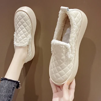 Pantofi De Sex Feminin, Facultatea De Papuci Moi Mocasini Incaltaminte De Iarna Pe O Pană Platforma De Blană Papuci De Lux Diapozitive 2023 Confort Plus