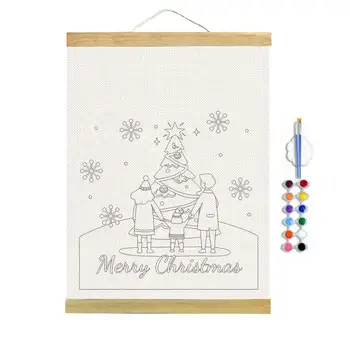 DIY Pictura in Ulei pe Panza Portabil de Colorat Pictura Kit Desen Scroll Crăciun Pictura Draperii de Perete Multifunctional de Colorat