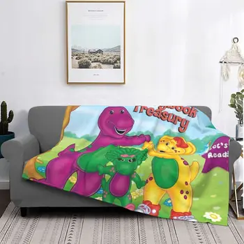 Dinozaurul Barney Si Prietenii din Fleece Pături de desene animate anime drăguț copil Pături pentru Biroul de Acasă Pilotă Moale