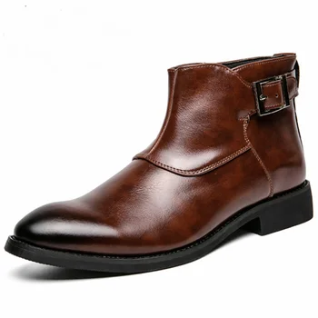Original Sociale Bărbați Chelsea Cizme A Subliniat Moda Cizme Glezna Afaceri Pantofi Rochie Omul De Lux Designer De Pantofi Formale Pentru Plus Dimensiune