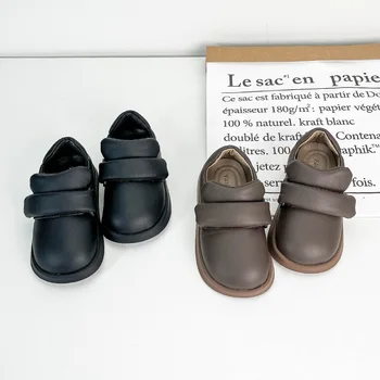 Drăguț pentru Copii Pantofi de Piele 2023 Primăvara și Toamna Stil Băieții de Școală Talpă Moale Fete din Piele Pantofi de Culoare Solidă