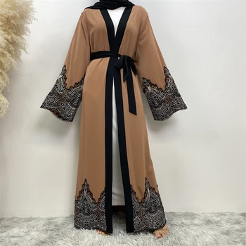 Moda musulmană Abayas pentru Femei Dubai 2023 Turcia Kimono Musulman Rochie Lunga Femei Ramadan Deschide Abaya Islam Cardigan Halat Negru