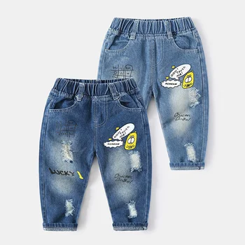Băieți Fete Denim Pantaloni Copii de Primavara Toamna Haine Solid de Imprimare Copii Pantaloni Pentru Copii Pantaloni de Bumbac 2-6Y Copii mici Blugi