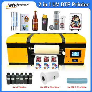 2 in1 UV DTF Imprimanta Epson Dual XP600 Capetele de Imprimare A3 Autocolant Printer rezistent la apa Praf de Relief UV DTF de Imprimare Mașină