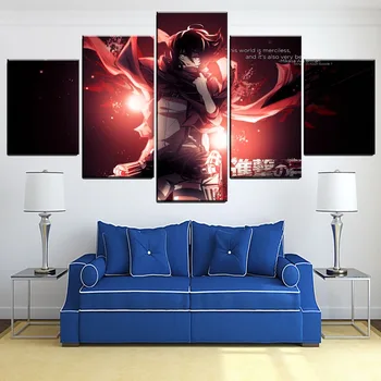5 Buc Anime Filmul Attack on Titan Mikasa Ackerman Modular Poster Canvas HD Imprimare Tablouri Moderne, Arta de Perete Decor Acasă Imagini