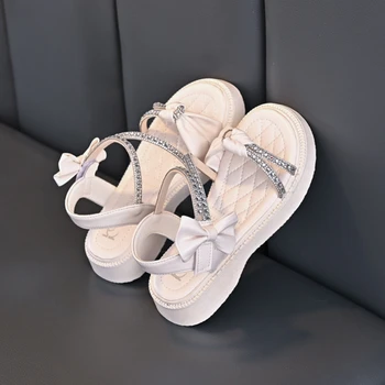 De Vară pentru copii Sandale Fete Mari Prințesă Drăguț Pantofi de Moda Stras Sandale Open-toe Bowknot Copii mici Moale Pantofi de Plaja