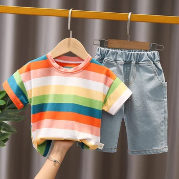 Baby Trend Vara de Calitate Set Haine Copii pantaloni Scurti din Denim + Bumbac Frumos T-Shirt 2-Bucata Set