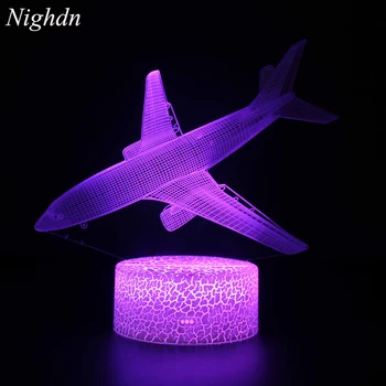 Nighdn Aeronave Ușoare Iluzie Optică 3D Lampă 7 Culori Schimbare, Birou Decor Dormitor Ziua de nastere Cadou de Crăciun pentru Copii Baieti Fete