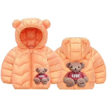 Iarna băieți fete din bumbac strat gros cald jacheta cu gluga jos Ursul Desene animate noi 0-5ani vechi Mijloc de mici Childe haine de Calitate