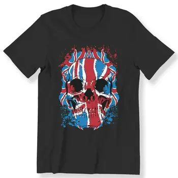 Marea Britanie Craniu Barbati Doamnelor T-shirt marea Britanie Flag Skull Tee 100% Bumbac