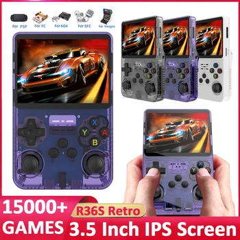 R36S Retro Handheld Consola de jocuri Video 15000+Jocuri 3.5 Inch IPS Ecran Open Source Linux Sistem de Video Player de Buzunar pentru Copii