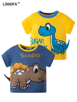 LJMOFA Copii Vara T-Shirt pentru Băiat de Desene animate de Animale Dinozaur Imprimare Copilul Bumbac Tee Topuri cu Maneci Scurte Haine pentru Sugari Tinuta D187