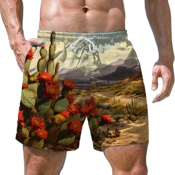 Vară Nouă Bărbați pantaloni Scurți Desert Cactus 3D Imprimate pantaloni Scurți pentru Bărbați Casual pentru Bărbați pantaloni Scurți de Moda Tendință de Slăbit pentru bărbați Shorts pentru Bărbați