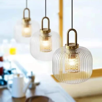 Nordic Designer de Sticlă Bandă Lumini Pandantiv Simplu Creativ Lămpi cu LED-uri Camera de zi Bucatarie Interior Decor Acasă Corpuri de Iluminat