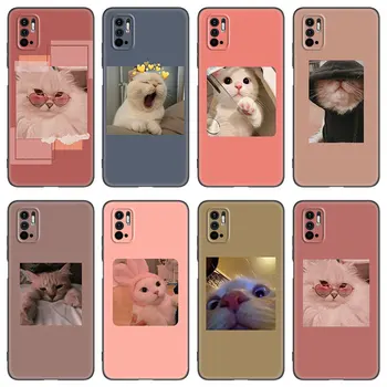 Drăguț Kawaii Estetic Cat Caz de Telefon Pentru Xiaomi Redmi Nota 7 8 8T 9 9 10 10 10T 11 11S 4G 11E 11T Pro 5G TPU Moale Capacul Negru