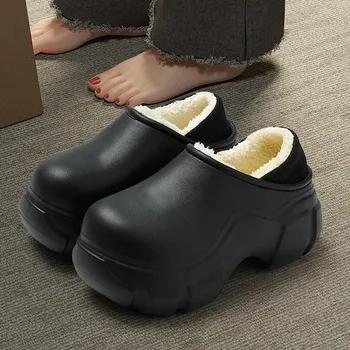 EVA Iarnă Acasă Bumbac Pantofi 2023 Înaltă Calitate, Low-Toc Doamnelor Pantofi Plat cu Adult Solid de Pluș Superficial Dulce pentru Femei Papuci