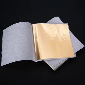 100 de Coli de BRICOLAJ Folie de Aur Frunze de Foi de Aurire obiecte de Artizanat Hârtie Decor 90*90 mm Aur, Argint pentru Aurire DIY Meșteșug Decor