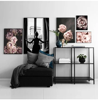 Diamant Pictura Trandafir Roz Complet Home Decor Mural 5D Diy Arta de Broderie Mozaic cruciulițe Negre și Albe Fata de Balet FF635