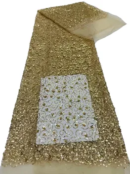 Noi trei-dimensională de flori cu margele paiete moale plasă de dantelă, high-end de moda din Africa dantela brodata cheongsam rochii de seara