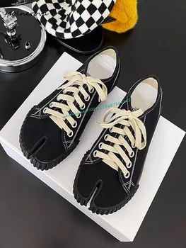 Mai nou Panza Tabi Split Toe Pantofi de Skate Moda Toc Plat Dantela-Up Pantofi Sport Pantofi Casual pentru Femei 2023 Toamna Confortabil