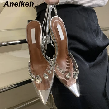 Aneikeh 2024 de Femei din PVC Stras Subliniat cu Toc Sandale de Vara Pantofi Sport Partid Designer de Nunta Marimi 35-40