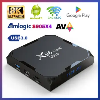 Original X96 MAX Plus Ultra Android 11 TV Box 4GB 64GB 32GB AV1 Wifi BT 8K X96Max Smart Media Player Set top box