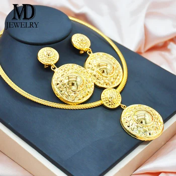De înaltă Calitate Dubai Aur de culoare Set de Bijuterii Pentru Femei africane mărgele moda bijuterii set colier cercei bijuterii