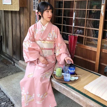 Noul Roz Kimono pentru Femei Costum Banchetul de Dans, Haine Elegante, Haine Traditionale Japoneze Studio Foto-Luarea de Haine