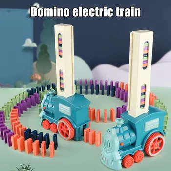 Automate de Stabilire Domino Copii de Tren de Jucărie cu Sunet de Lumină Electrică Podea Set de Joc de Blocuri de Interacțiune Părinte-copil Jucării pentru Copil