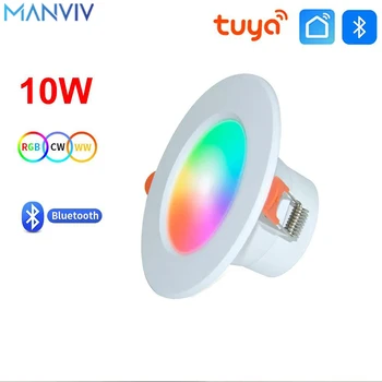 MANVIV Spoturi cu LED-uri Bluetooth Lampă de Tavan 10W LED Lumina fața Locului AC90V-240V Încastrat Rotund RGB Lumina Estompat baie dormitor