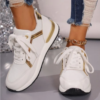 PU Mijlocul Toc Adidași 2023 Vânzare Fierbinte Adult Doamnelor Pantofi Dantela-up Amestecat Culori de Toamna pentru Femei Vulcaniza Pantofi Zapatos Deportivos