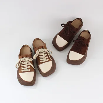 Vintage cu Talpă Groasă din Piele pentru Femei Papuci de Vara pentru Femei Pantofi de Piele pentru Femei Sandale Platforma