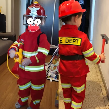 Cosplay Costum Carnaval de Halloween Haine de Pompier Pompier Uniformă Cadou de Anul Nou pentru Copii Fete Băieți joc de Rol Fantezie
