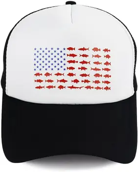 Steagul American Pește Pălării - de Pescuit de Cadouri pentru Barbati, Femei, Imprimare Plasă de Camionagiu Snapback Sepci de Baseball
