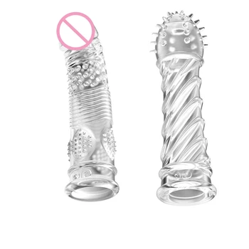 Transparent Penis Sleeve Reutilizabile Prezervativ Intarziere Ejaculare de sex Masculin Penisului Dildo-uri Extender Jucarii Sexuale pentru Barbati